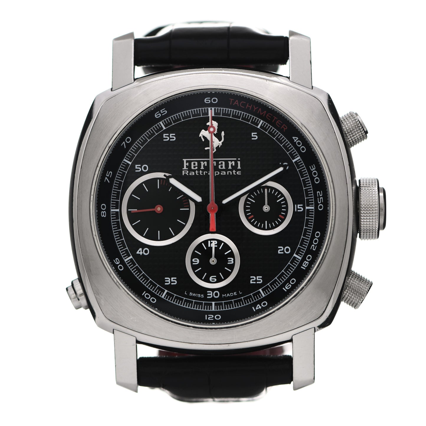 Stainless Steel Alligator 45mm Ferrari Granturismo Rattrapante Automatic Watch Black FER00005