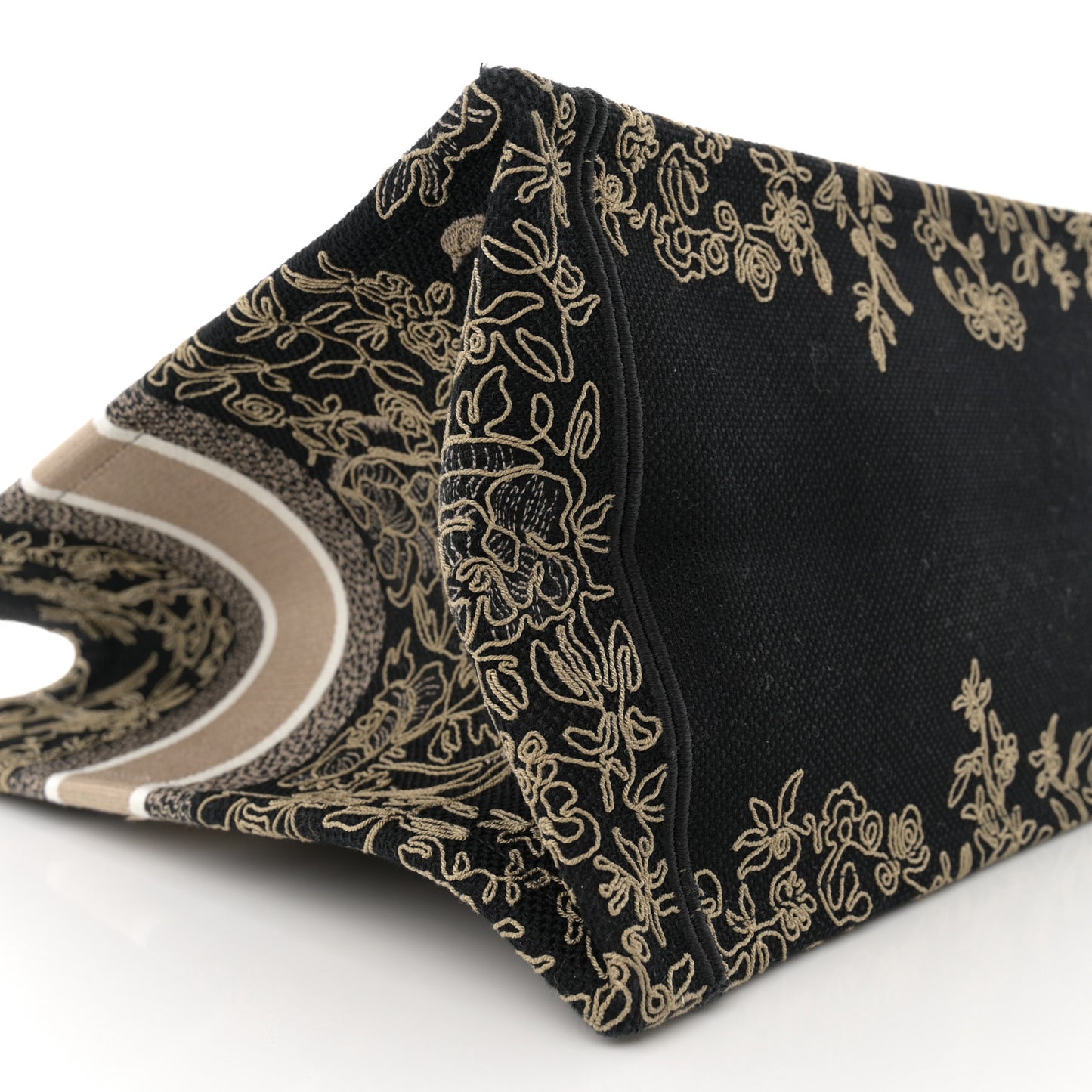 Canvas Embroidered Large Ornamental Cornely Book Tote Black Beige