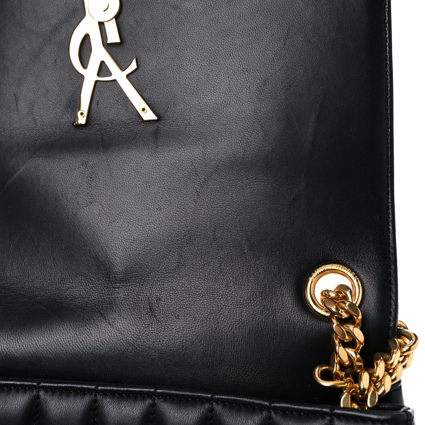 Lambskin Matelasse Monogram Large Vicky Chain Bag Black