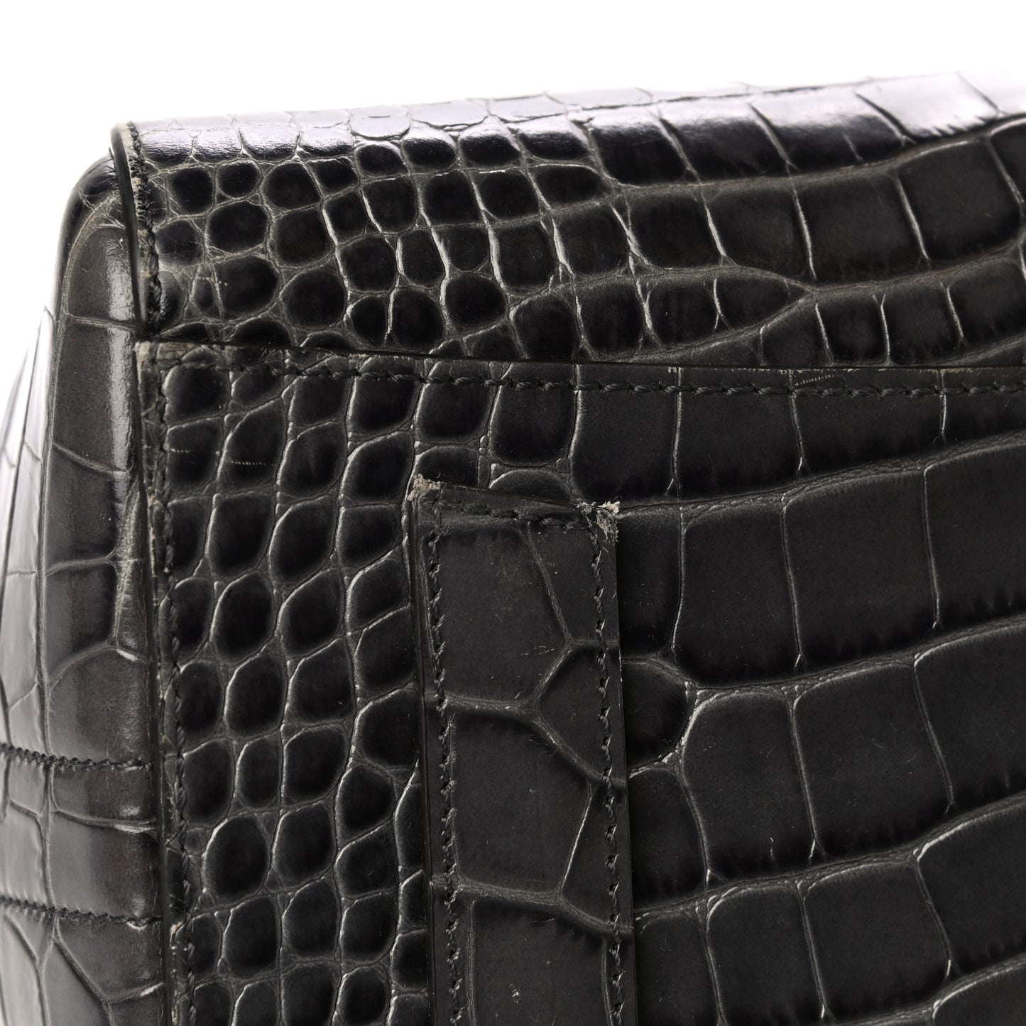 Calfskin Crocodile Embossed Small Antigona Storm Grey