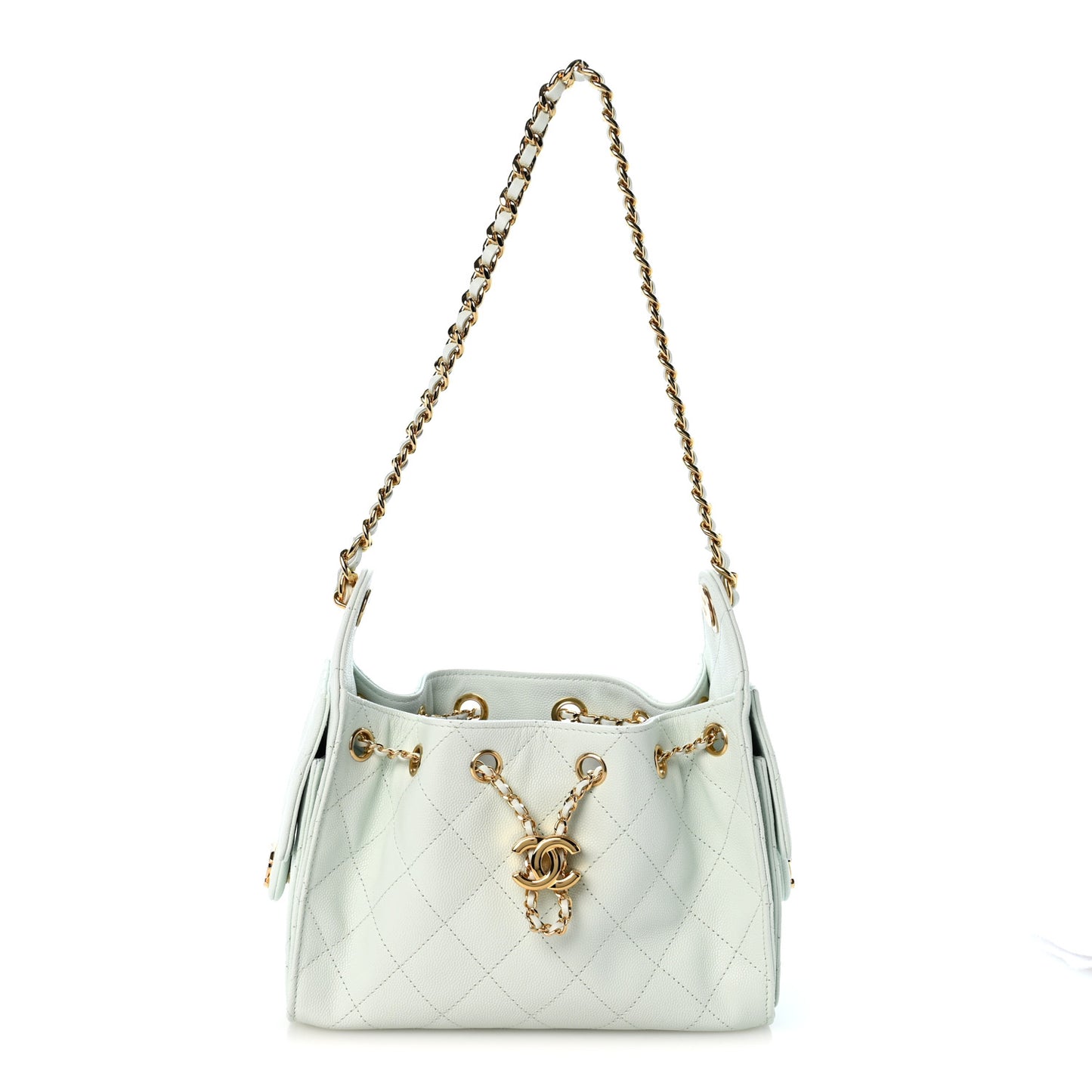 Caviar Quilted Mini Chanel 25 Handbag Light Green