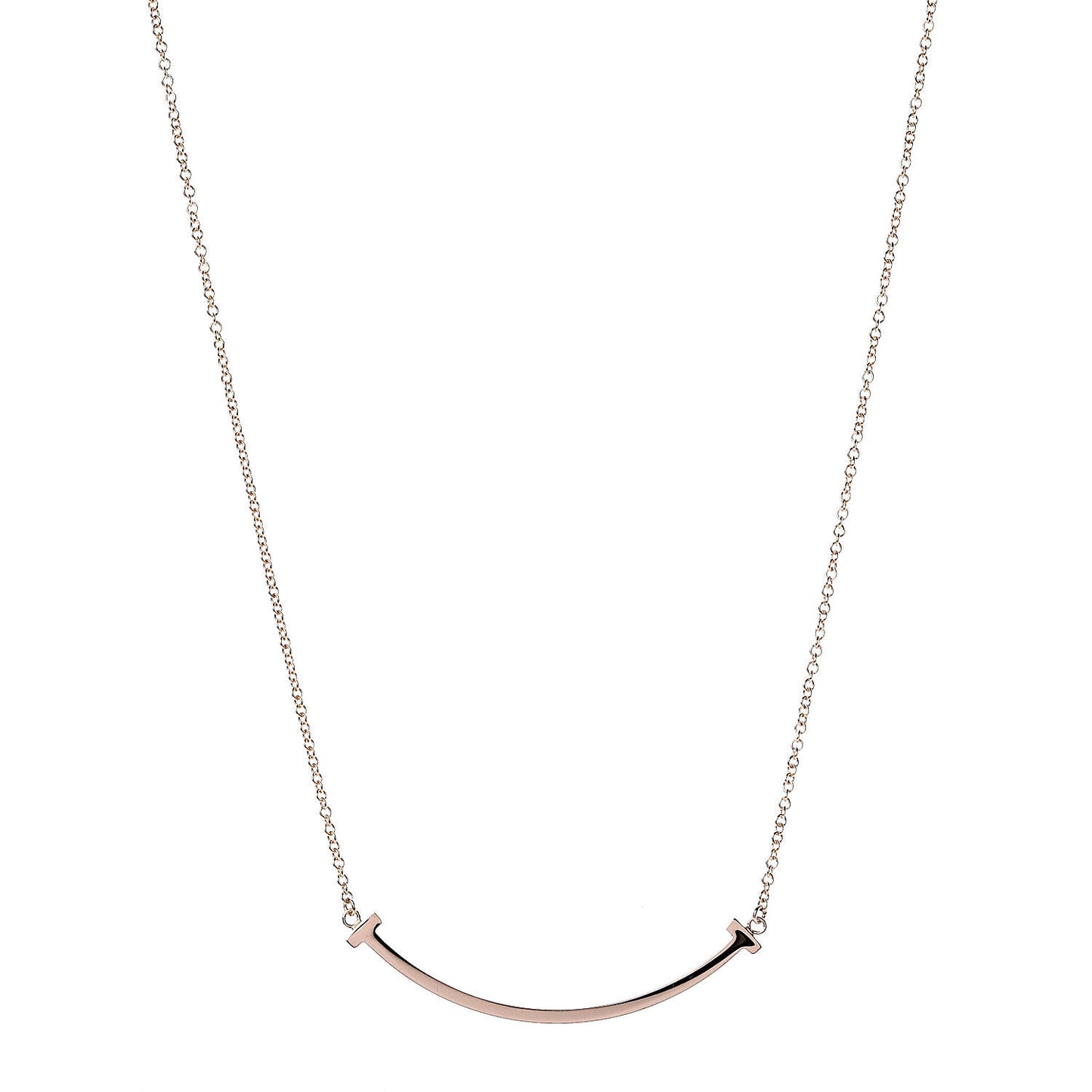 18K Rose Gold Small T Smile Pendant Necklace