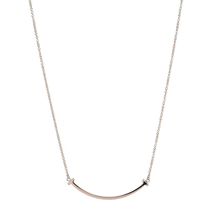 Tiffany 18K Rose Gold Small T Smile Pendant Necklace 1 of 6