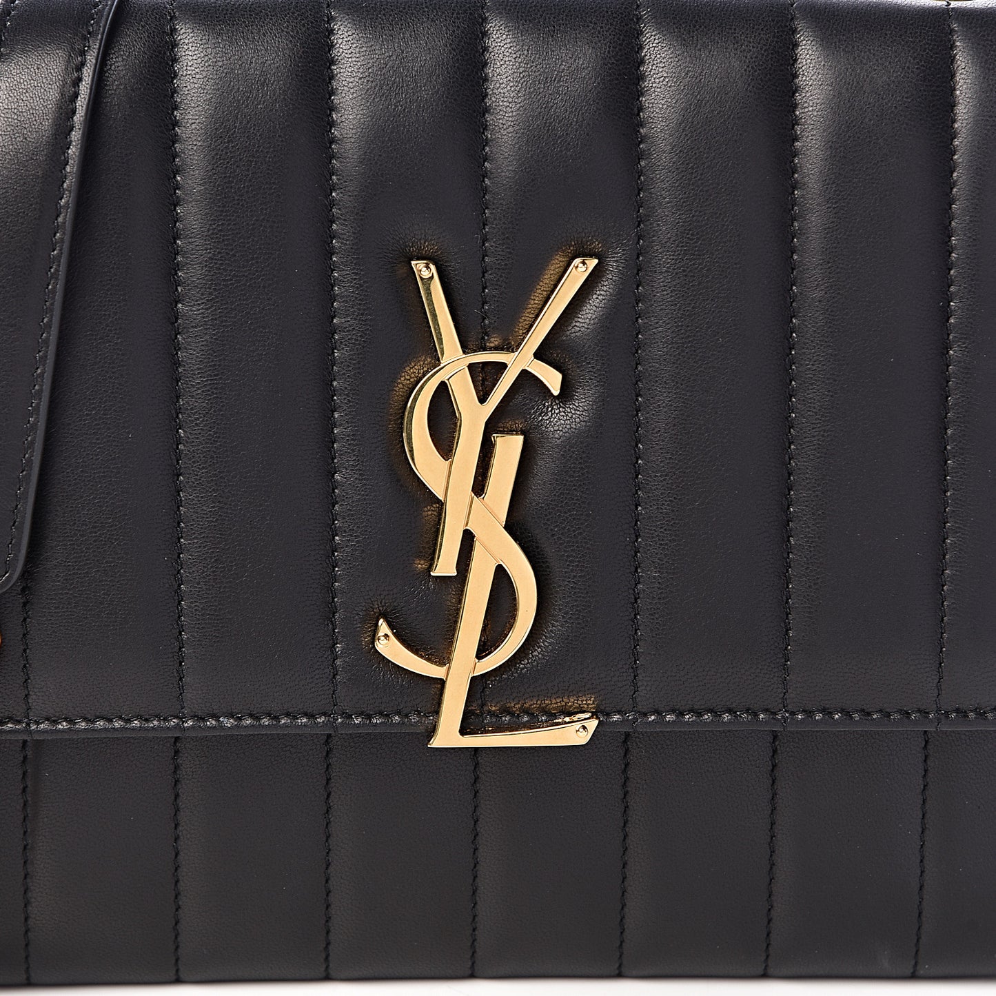 Lambskin Matelasse Monogram Vicky Chain Wallet Black