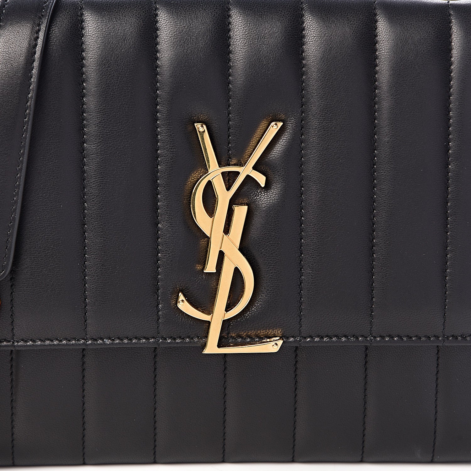 Saint Laurent Lambskin Matelasse Monogram Vicky Chain Wallet Black 11 of 12