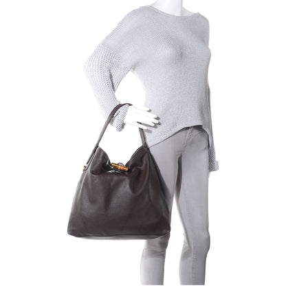 Gucci Deerskin Large Hip Bamboo Hobo Dark Cocoa 2 of 7