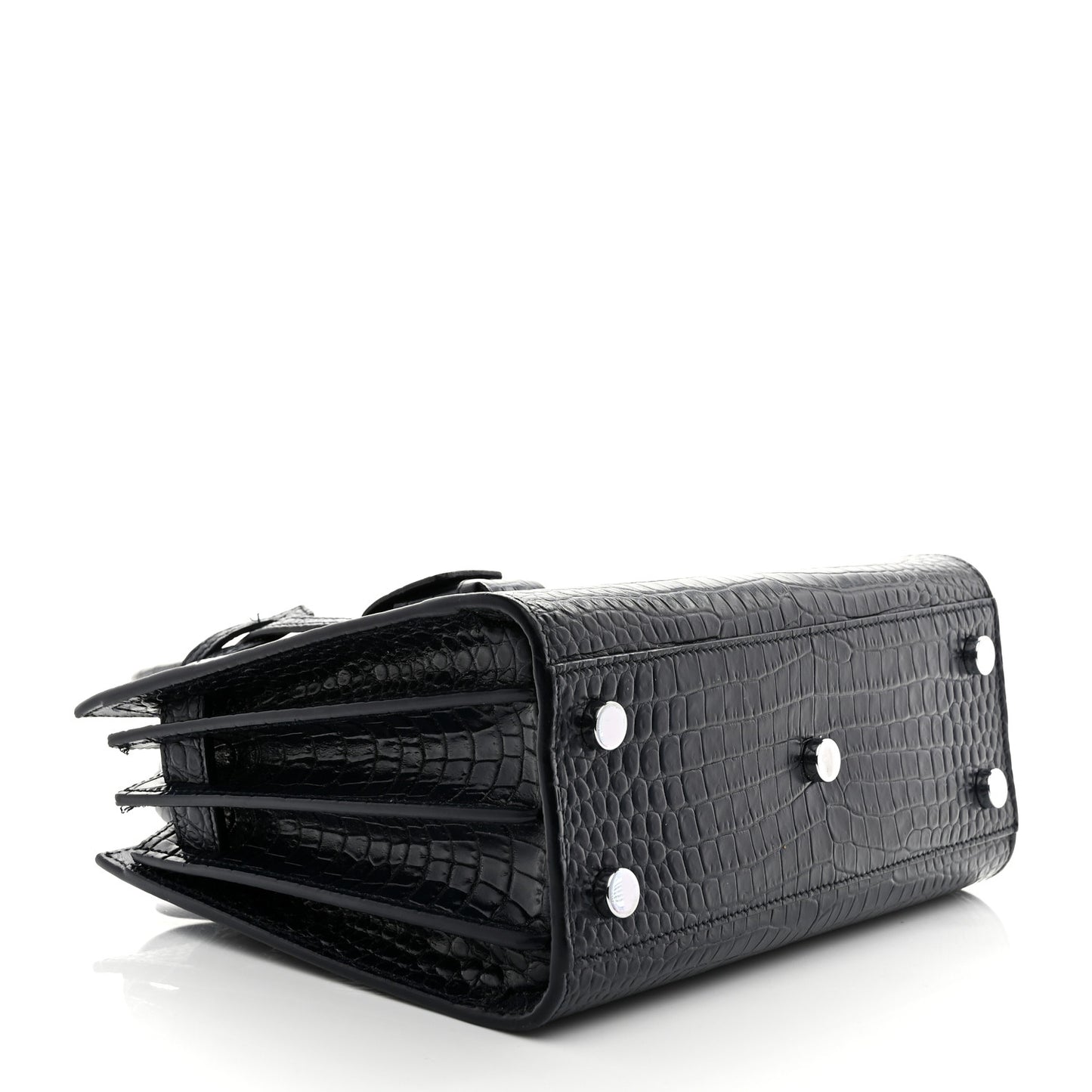 Calfskin Crocodile Embossed Nano Sac De Jour Navy
