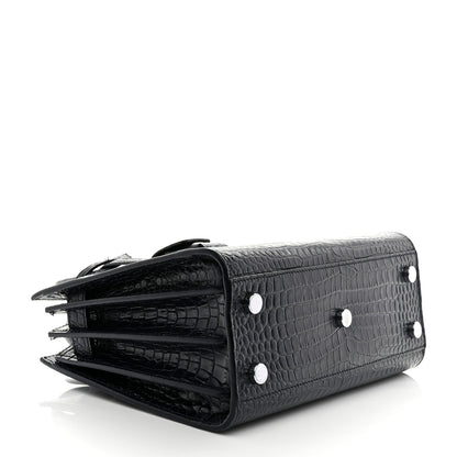Saint Laurent Calfskin Crocodile Embossed Nano Sac De Jour Navy 4 of 11