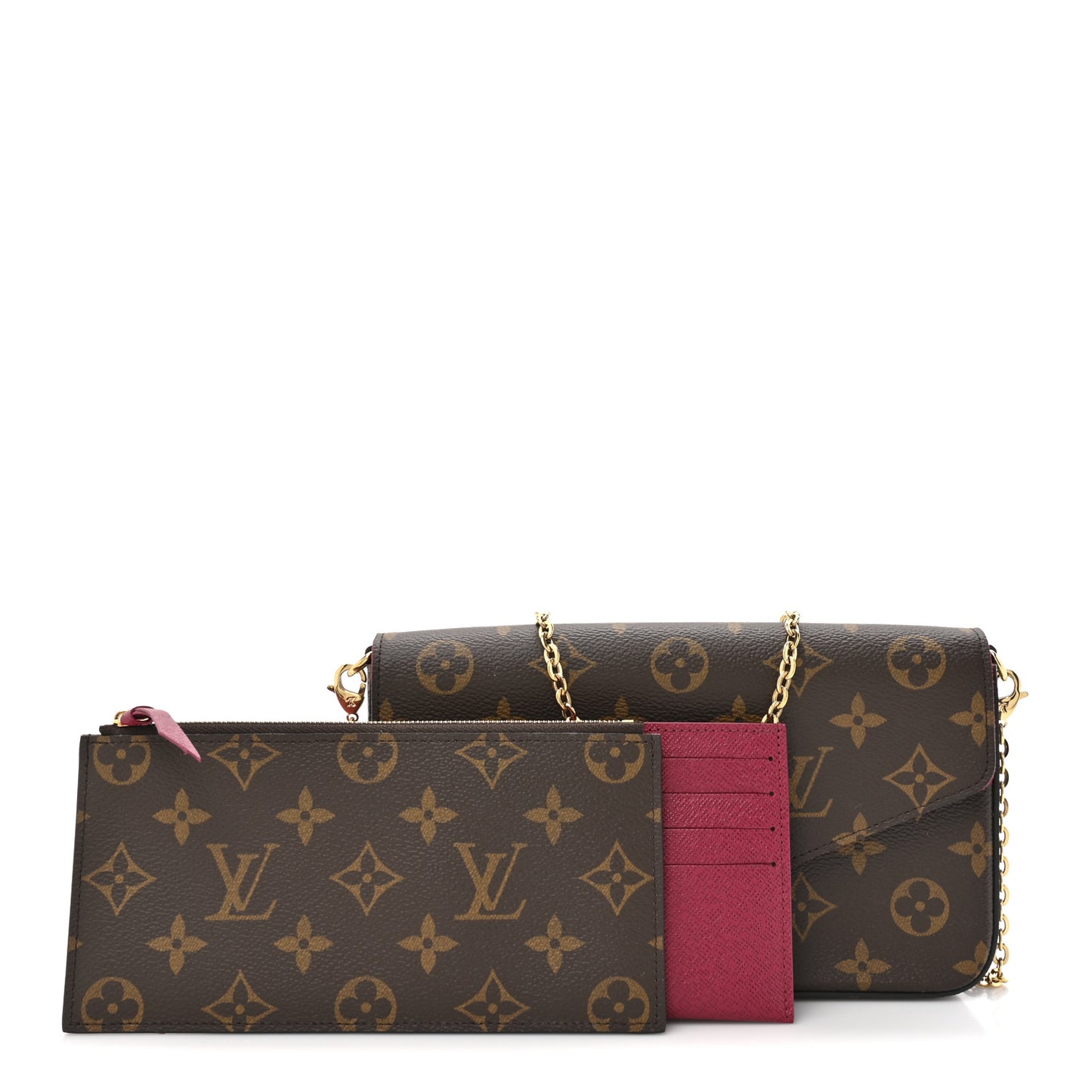 Monogram Pochette Felicie Chain Wallet Fuchsia