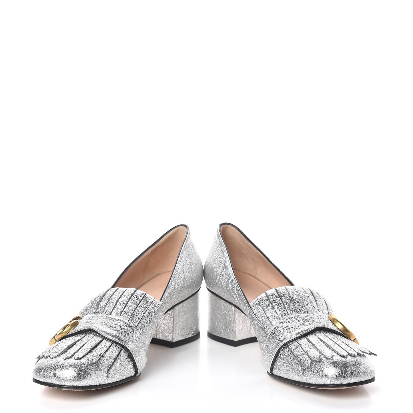 Galassia GG Marmont Fringe 50mm Loafer Pumps 37.5 Argento