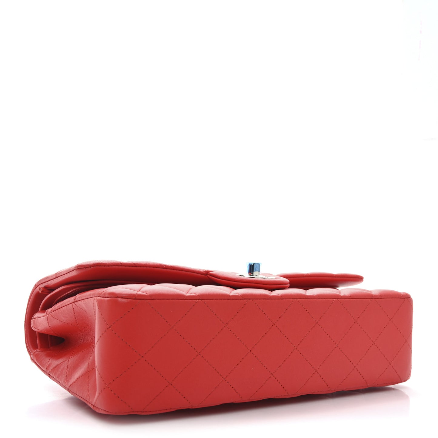 Lambskin Quilted Medium Double Flap Red