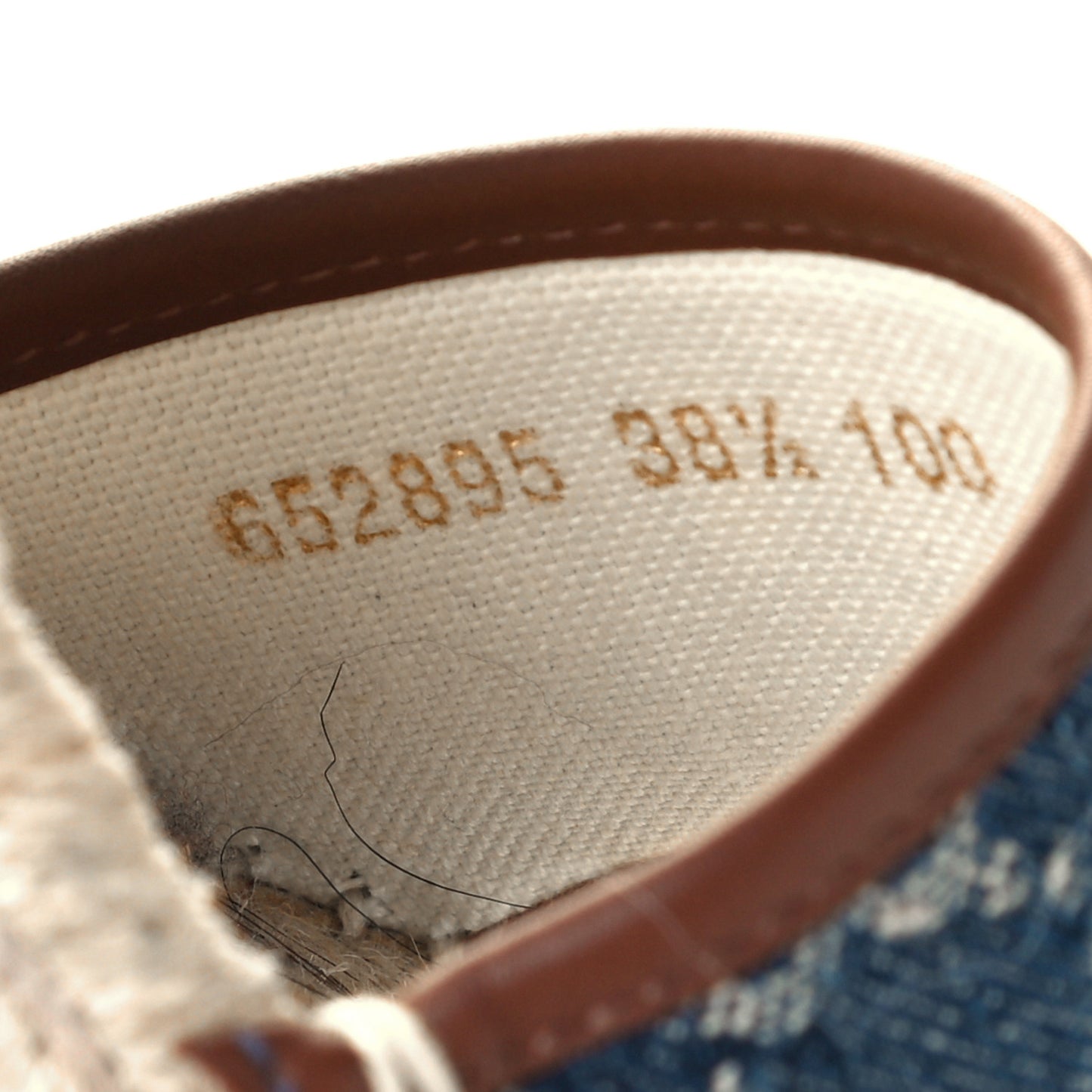 Denim GG Monogram Ankle Wrap Platform Espadrille Wedges 38.5 Blue Tea Cuir
