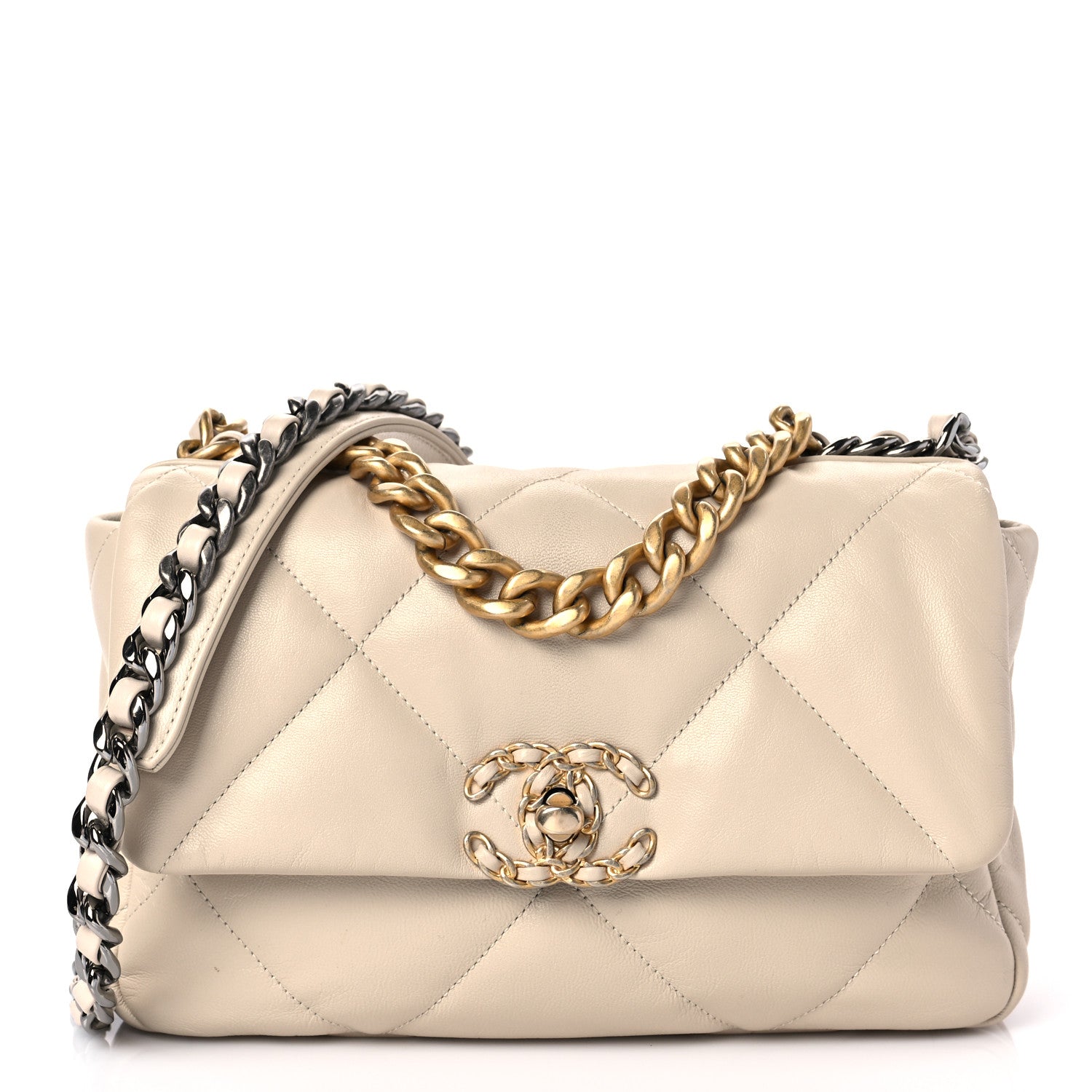 Chanel Lambskin Quilted Medium Chanel 19 Flap Light Beige 1 of 9