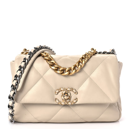 Chanel Lambskin Quilted Medium Chanel 19 Flap Light Beige 1 of 9