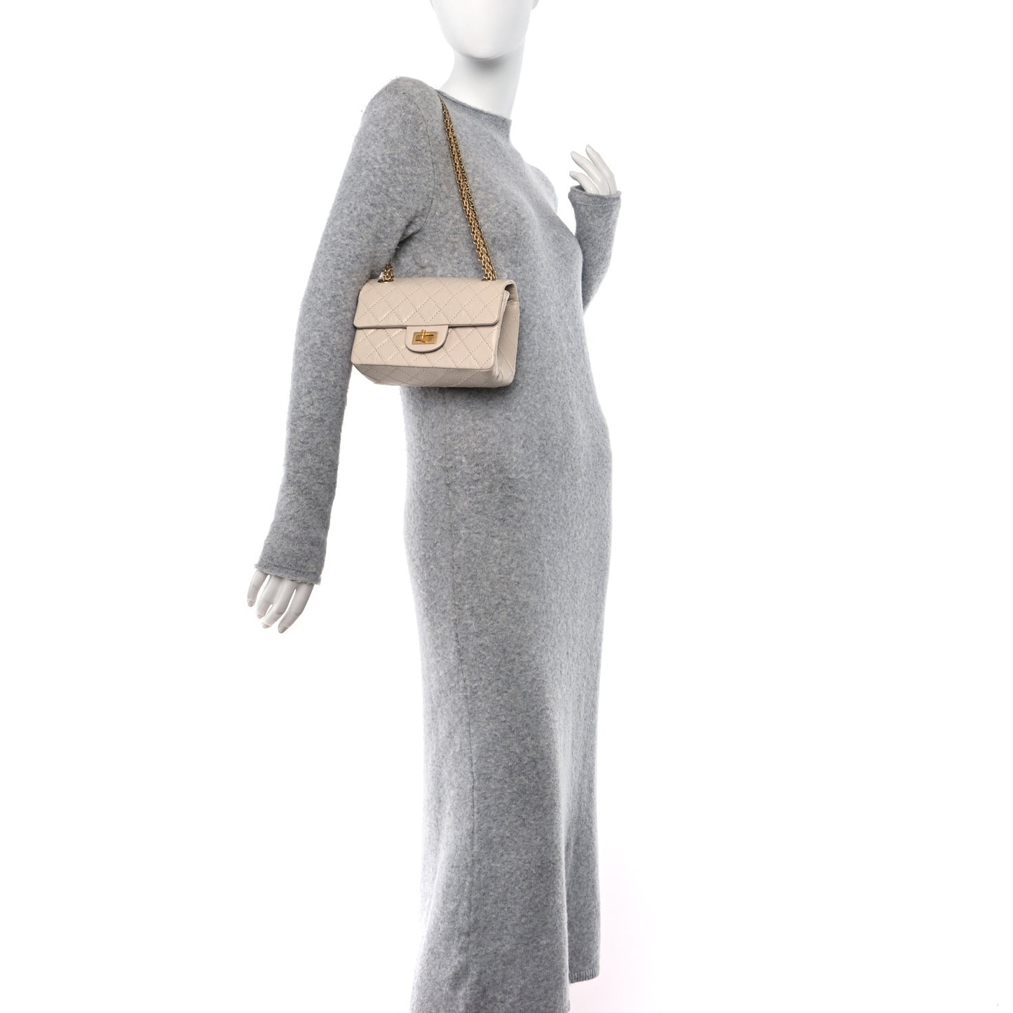 Aged Calfskin Quilted 2.55 Reissue Mini Flap Ecru