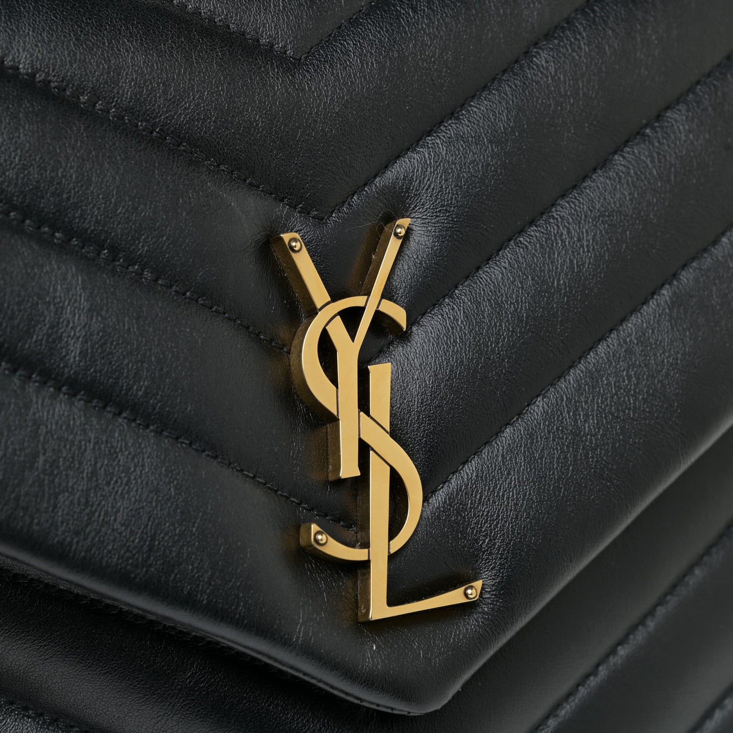 Calfskin Y Quilted Monogram Medium Loulou Chain Satchel Black
