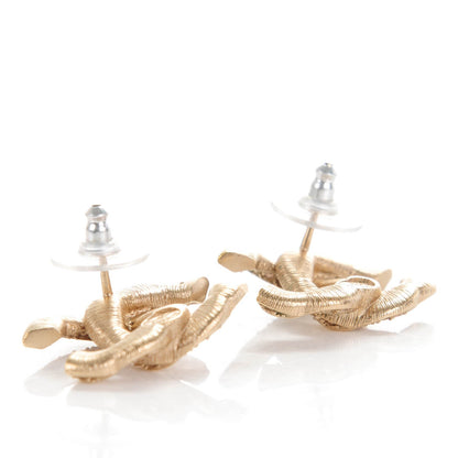 Chanel Crystal Twisted CC Earrings Light Gold Pale Pink 5 of 5