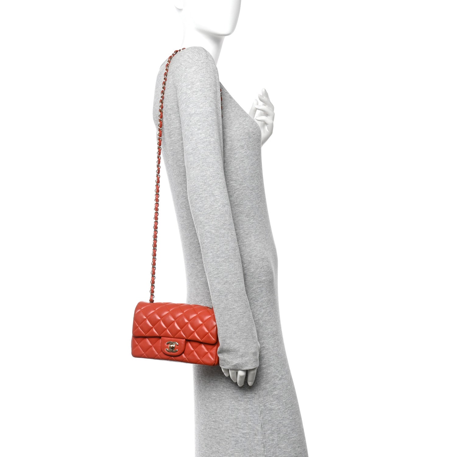 Chanel Lambskin Quilted Mini Rectangular Flap Orange 2 of 16