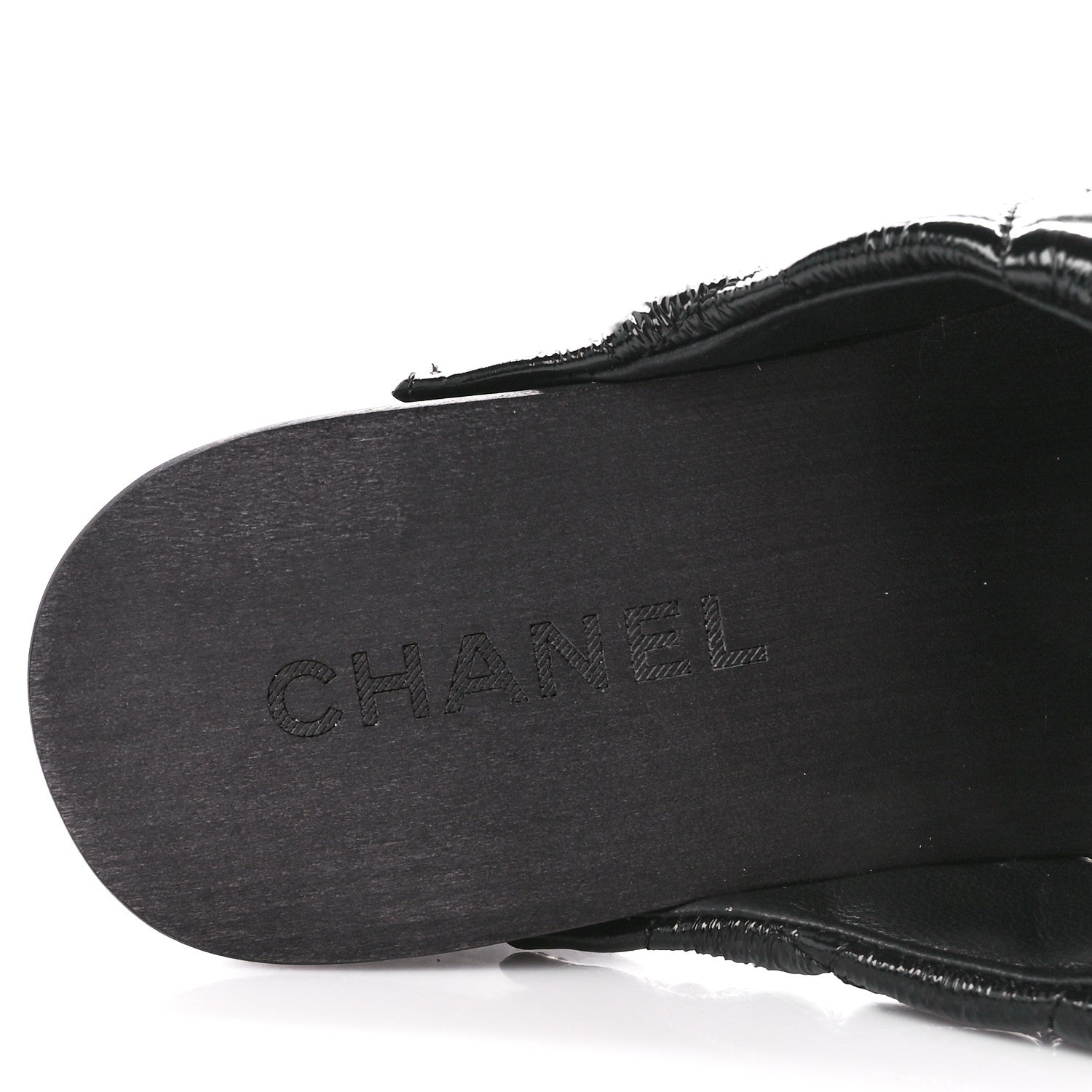 Chanel Patent Lambskin Quilted CC Clogs 38 Black 7 of 9