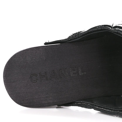 Chanel Patent Lambskin Quilted CC Clogs 38 Black 7 of 9