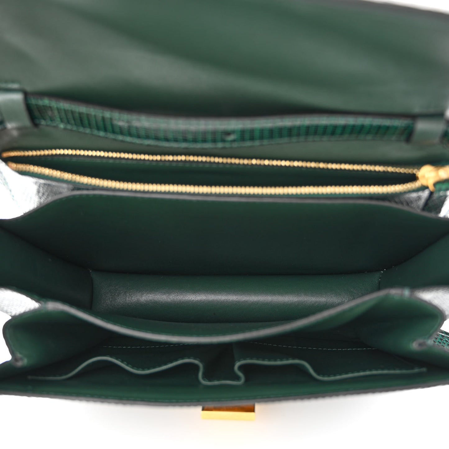 Lizard Medium Classic Box Flap Bag Dark Green