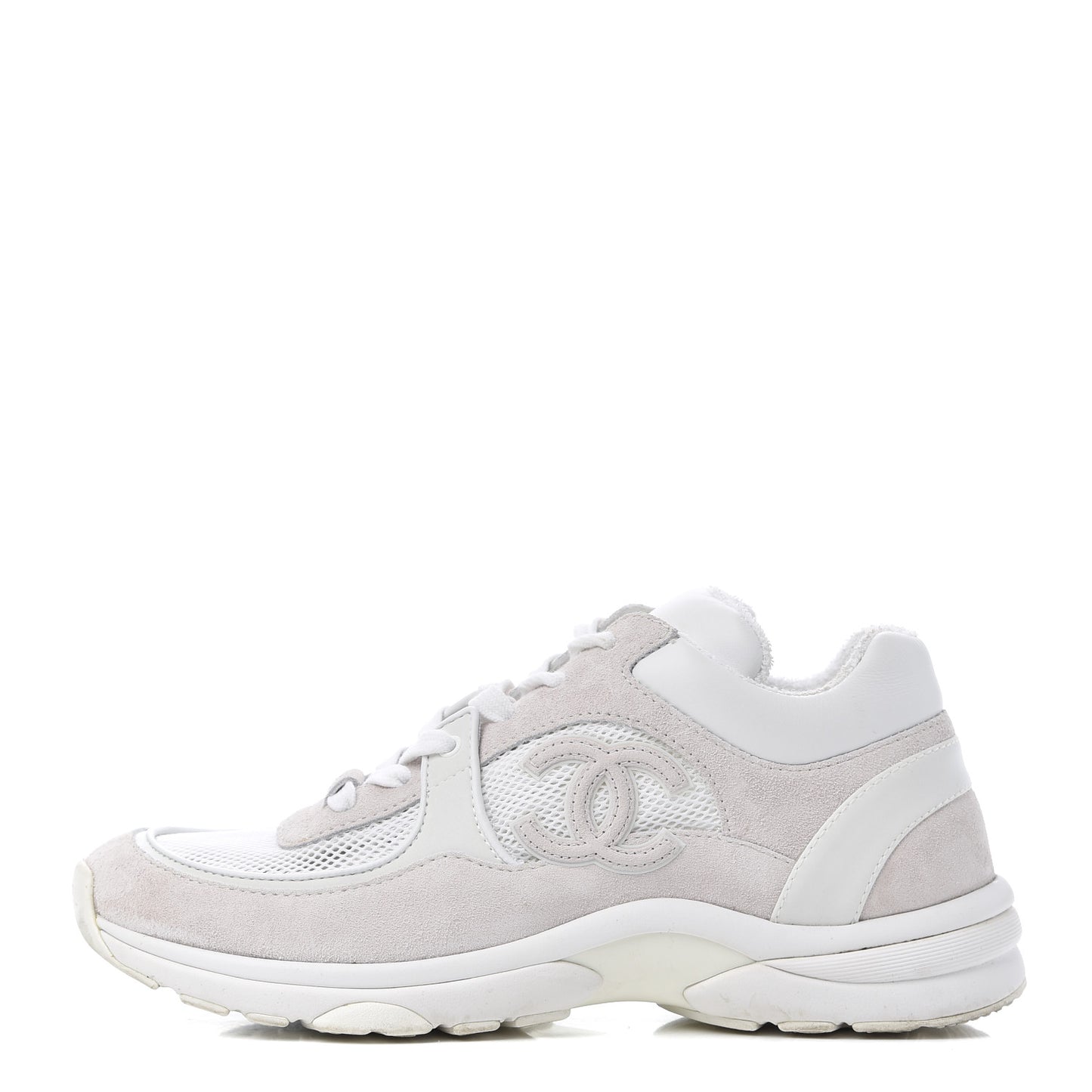 Suede Calfskin CC Sneakers 38.5 Pink White