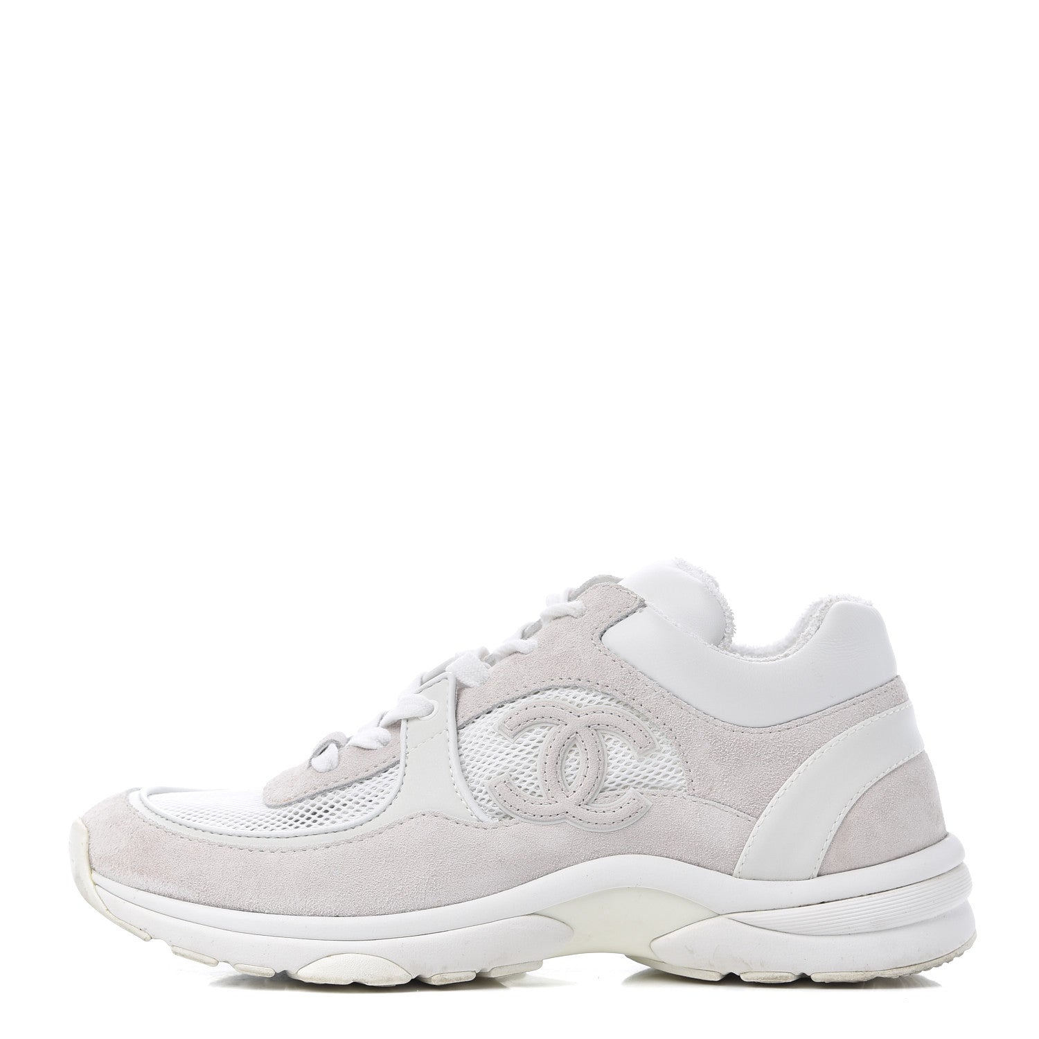 Chanel Suede Calfskin CC Sneakers 38.5 Pink White 1 of 29