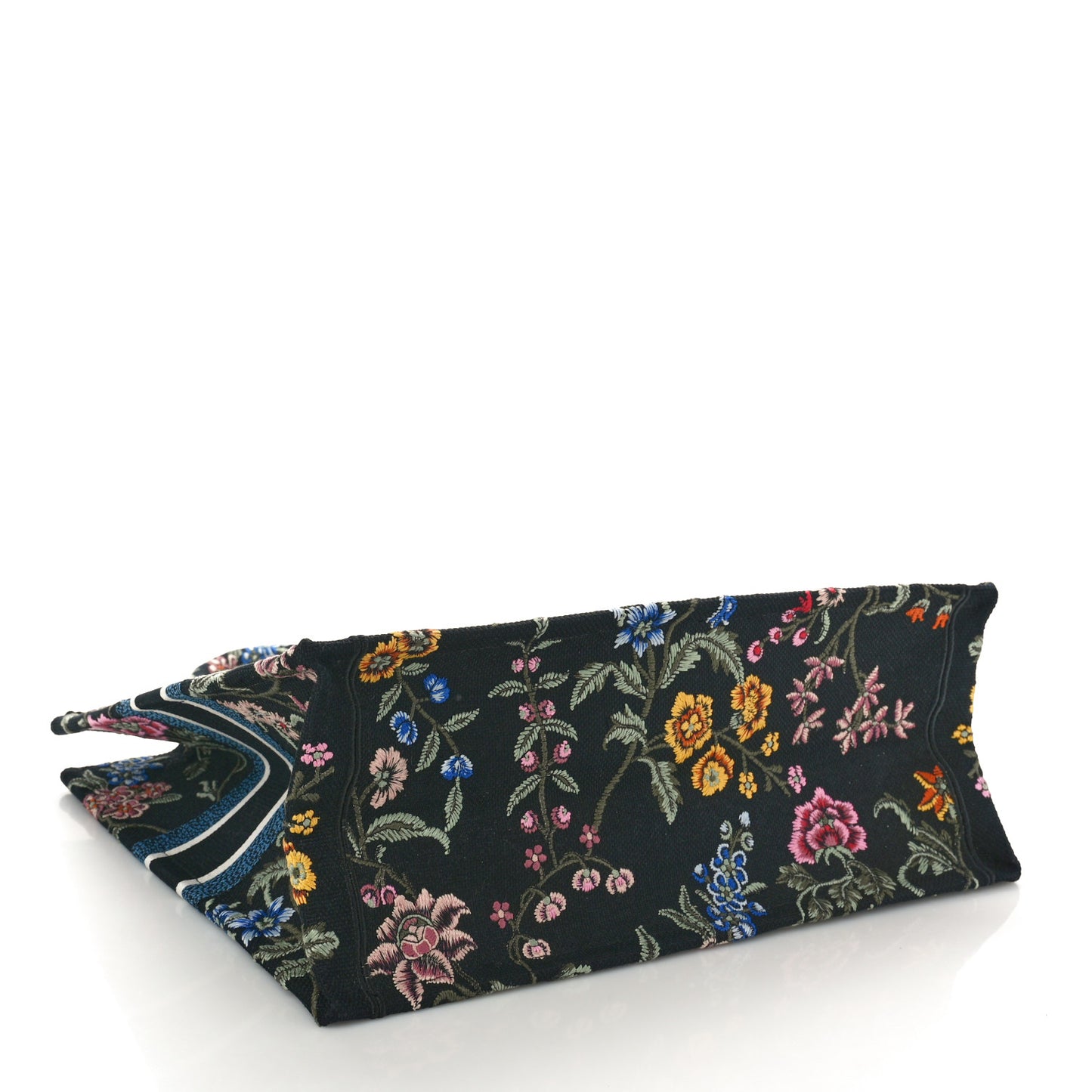 Canvas Embroidered Large Book Tote Black Multicolor