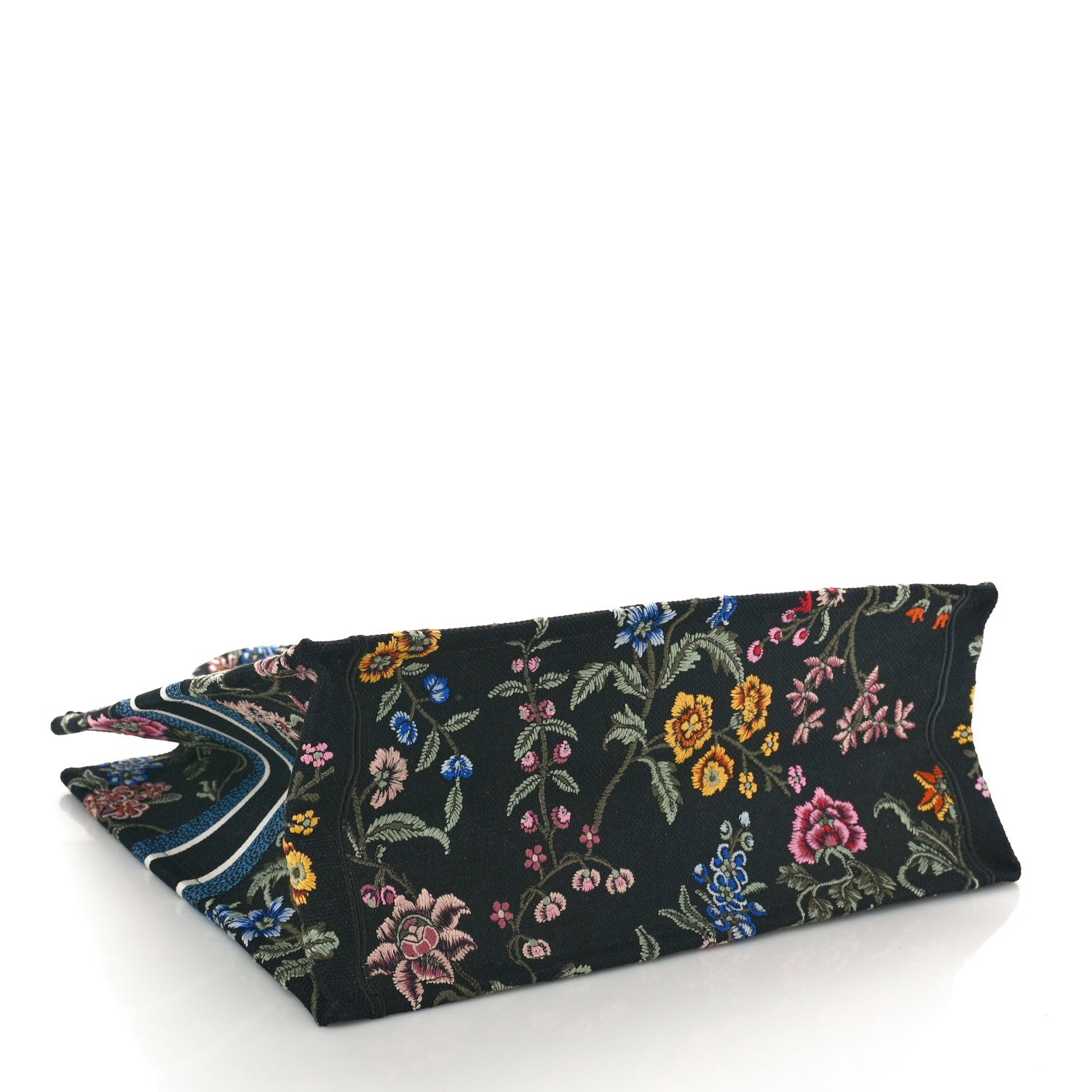 Christian Dior Canvas Embroidered Large Book Tote Black Multicolor 4 of 9