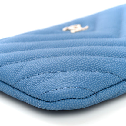 Chanel Caviar Chevron Quilted Small Cosmetic Case Blue 9 of 11
