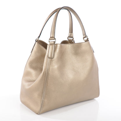 Gucci Metallic Pebbled Calfskin Medium Soho Shoulder Bag Golden Beige 3 of 8