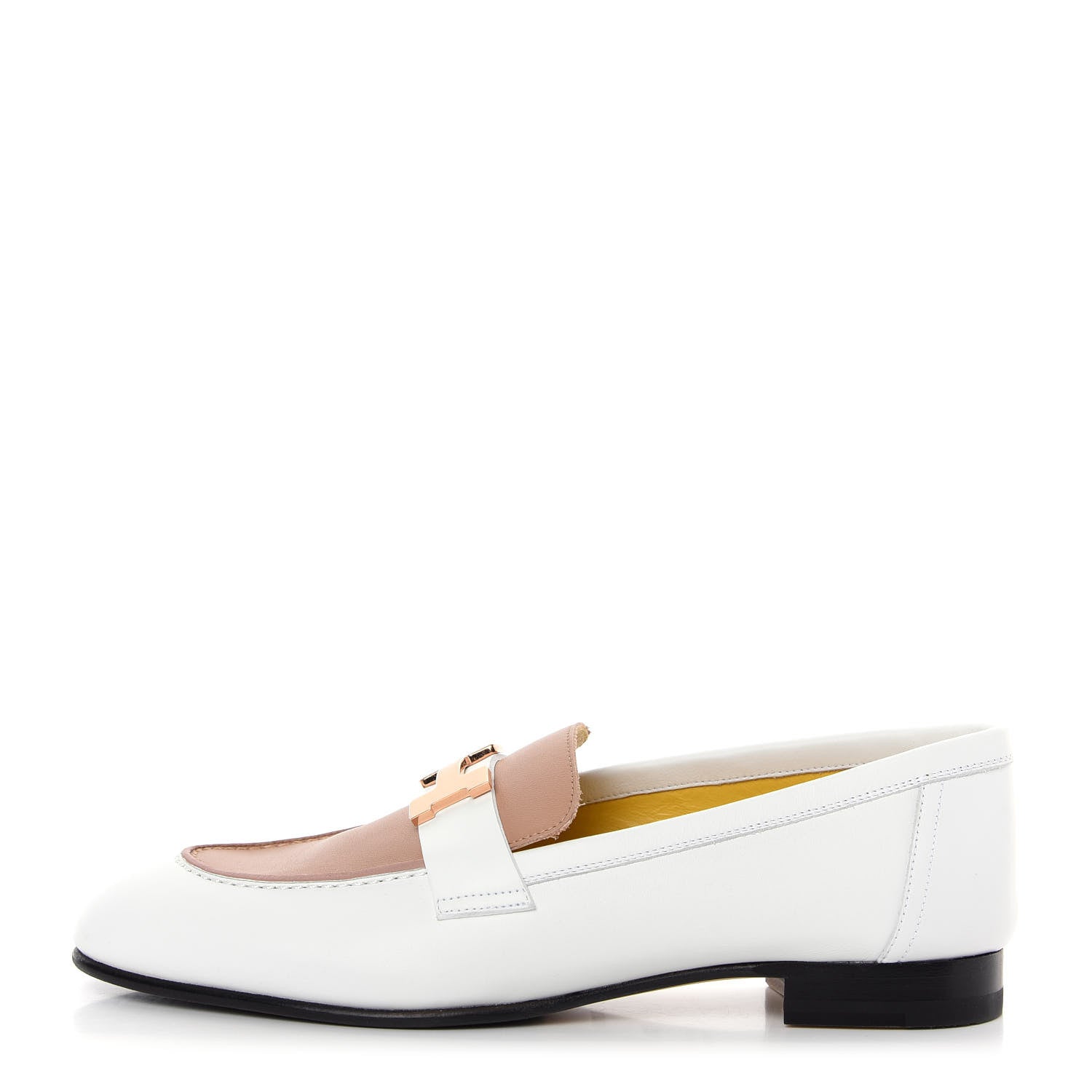 Hermes Calfskin Womens Paris Loafers 37.5 White Bois De Santal 1 of 11