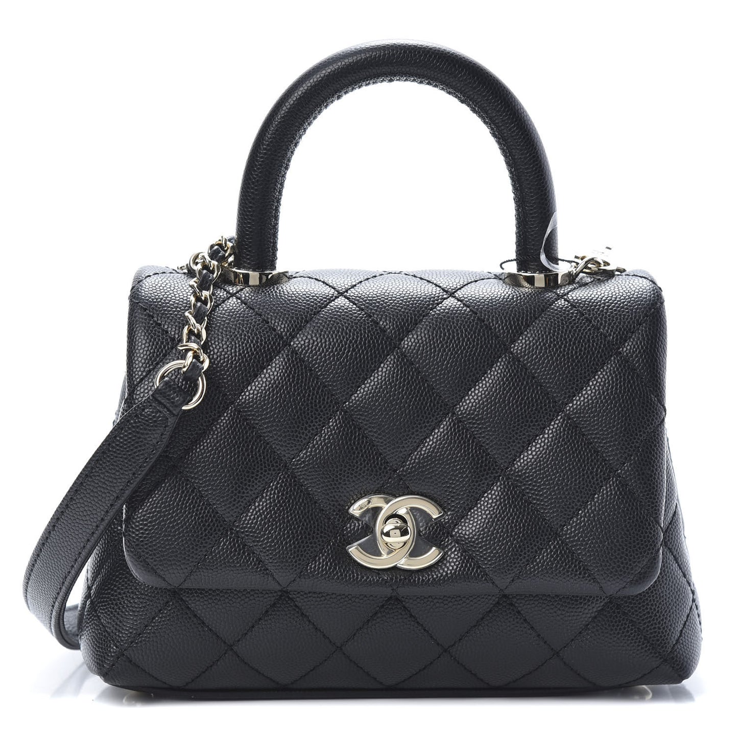 Caviar Quilted Extra Mini Coco Handle Flap Black