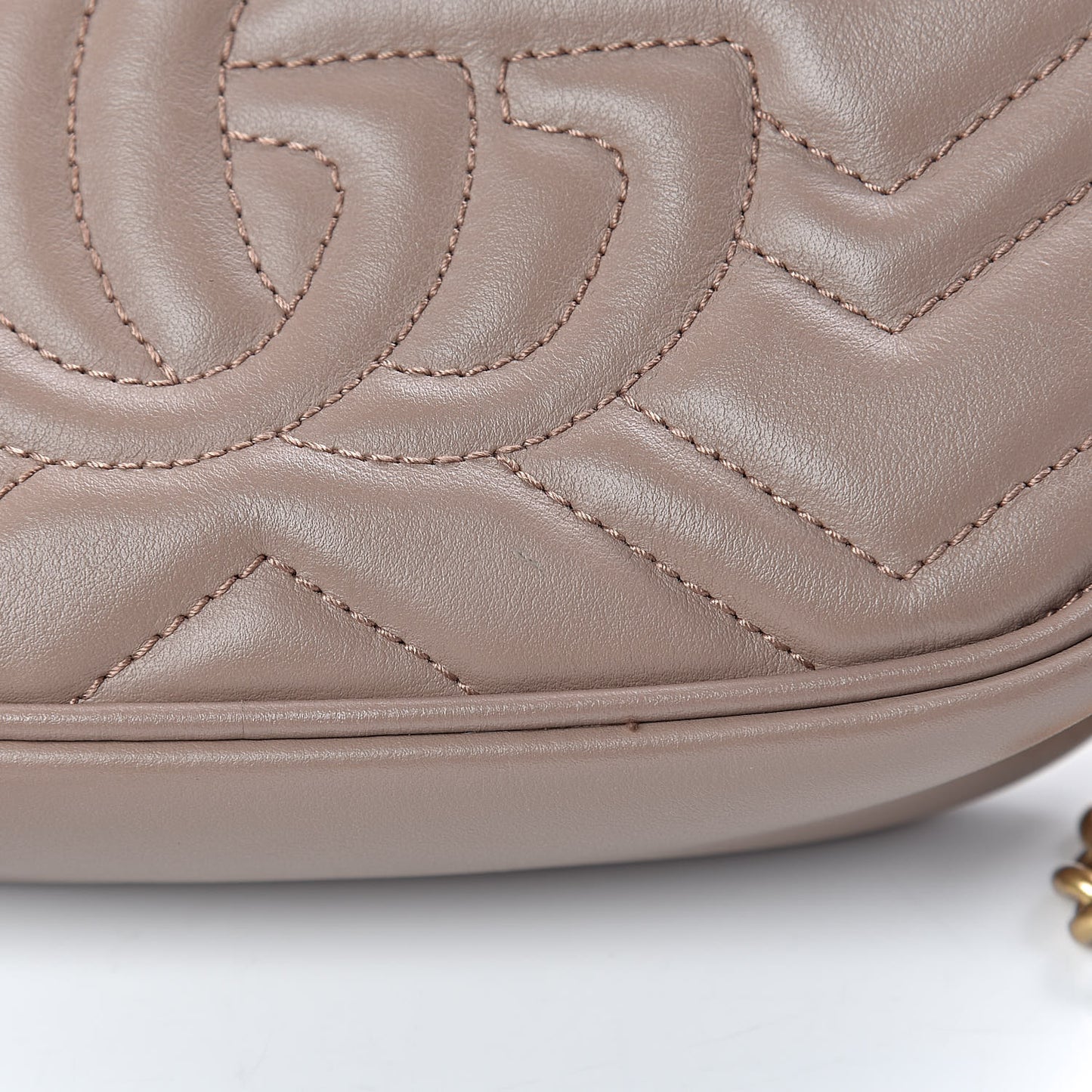 Calfskin Matelasse Mini GG Marmont Chain Shoulder Bag Nude