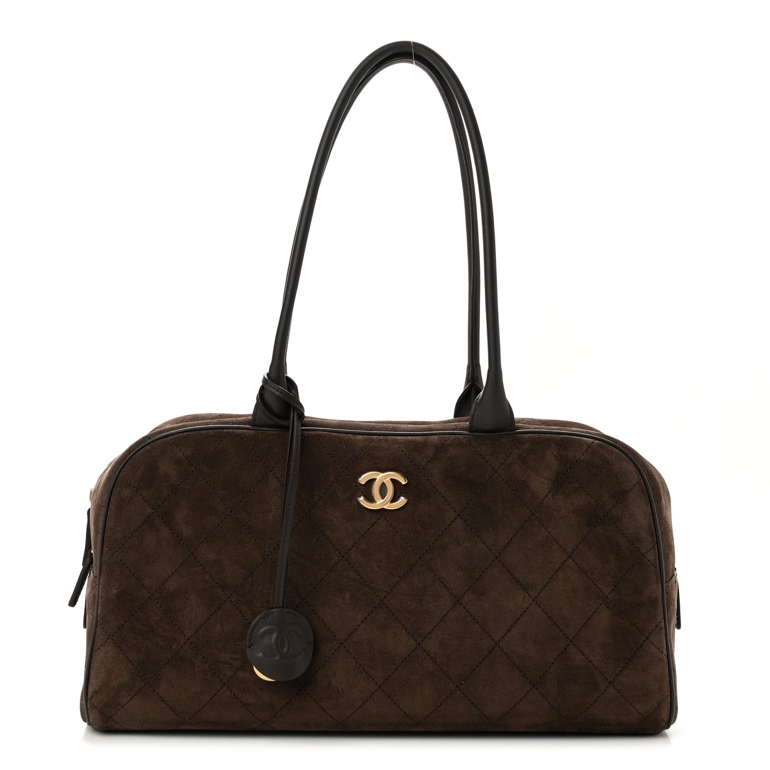 Chanel Suede Calfskin Large Perfect Bowling Bag Dark Brown 1 of 10