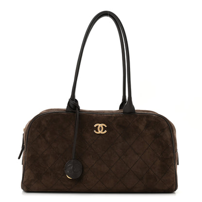 Chanel Suede Calfskin Large Perfect Bowling Bag Dark Brown 1 of 10