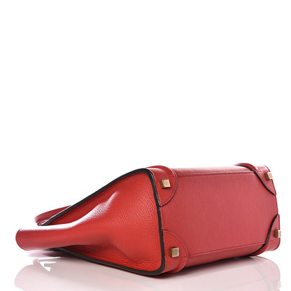 Celine Drummed Calfskin Micro Luggage Coquelicot 3 of 12