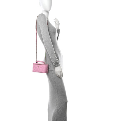 Chanel Lambskin Quilted Small Top Handle Vanity Case With Chain Lilac Light Green 2 of 11