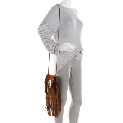 Saint Laurent Suede Fringe Flat Anita Crossbody Bag Camel 2 of 7