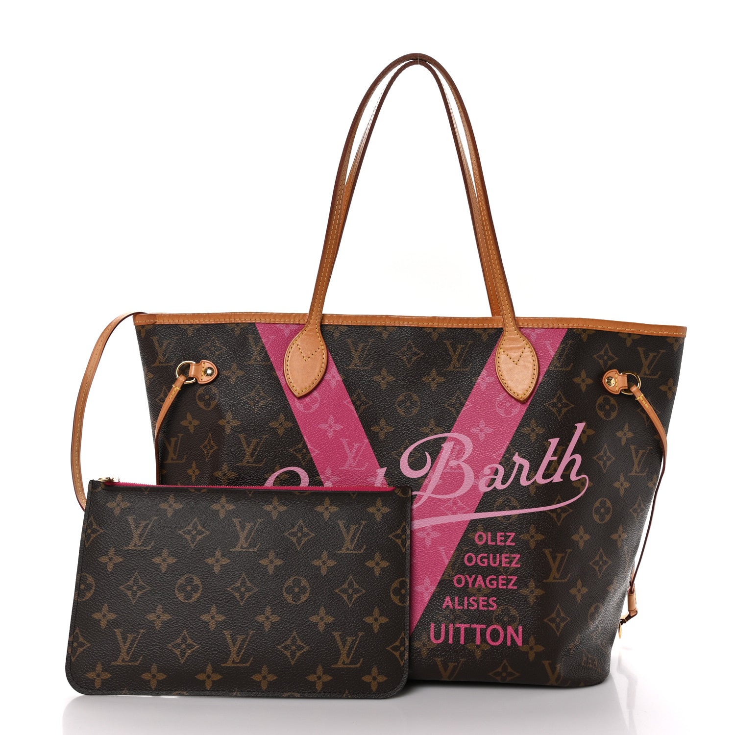 Louis Vuitton Monogram Saint Barth V Neverfull MM Hot Pink 3 of 11