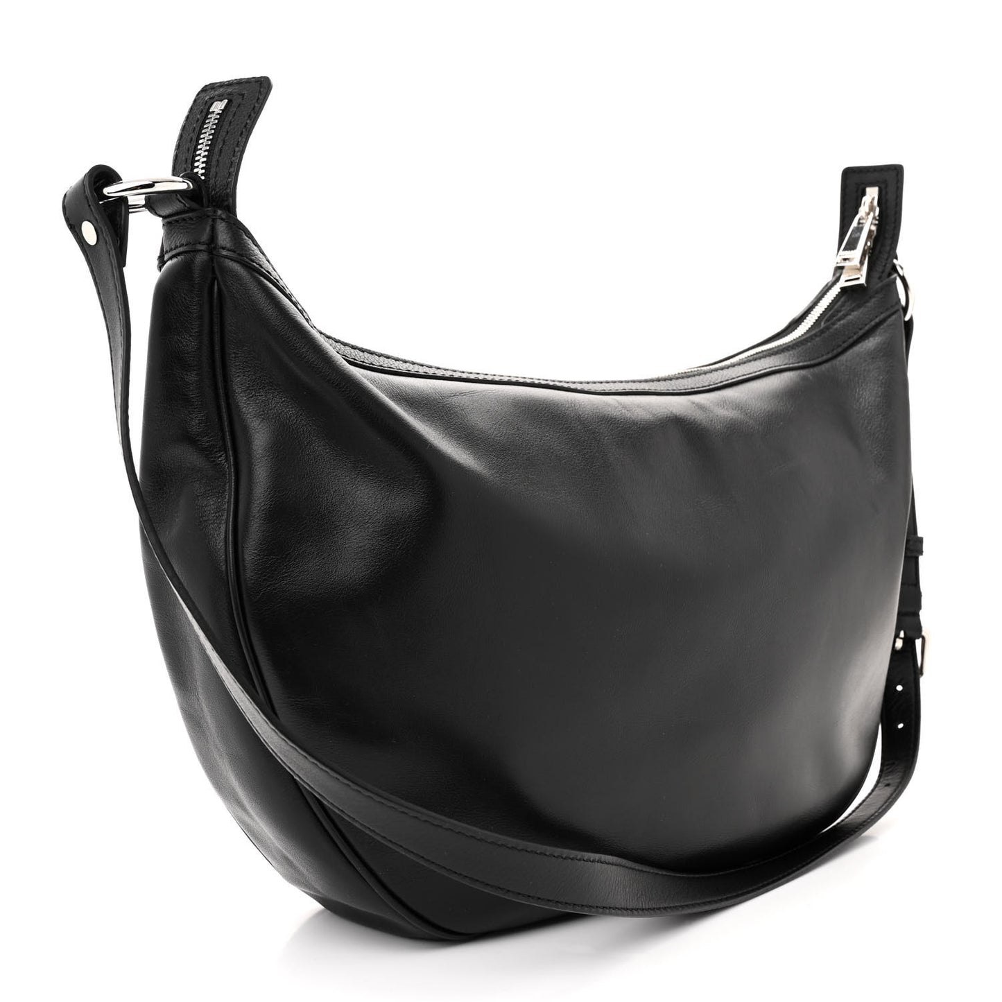 Calfskin Medium Repeat Zip Hobo Black
