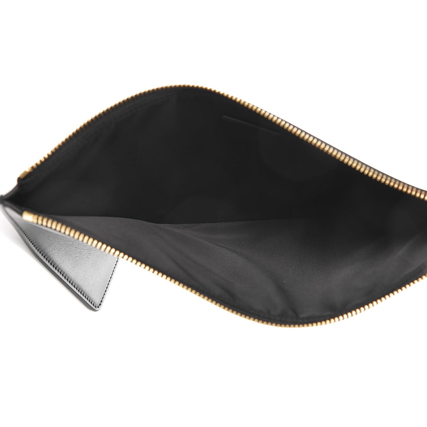 Calfskin Blind For Love Embroidered Large Zip Pouch Black