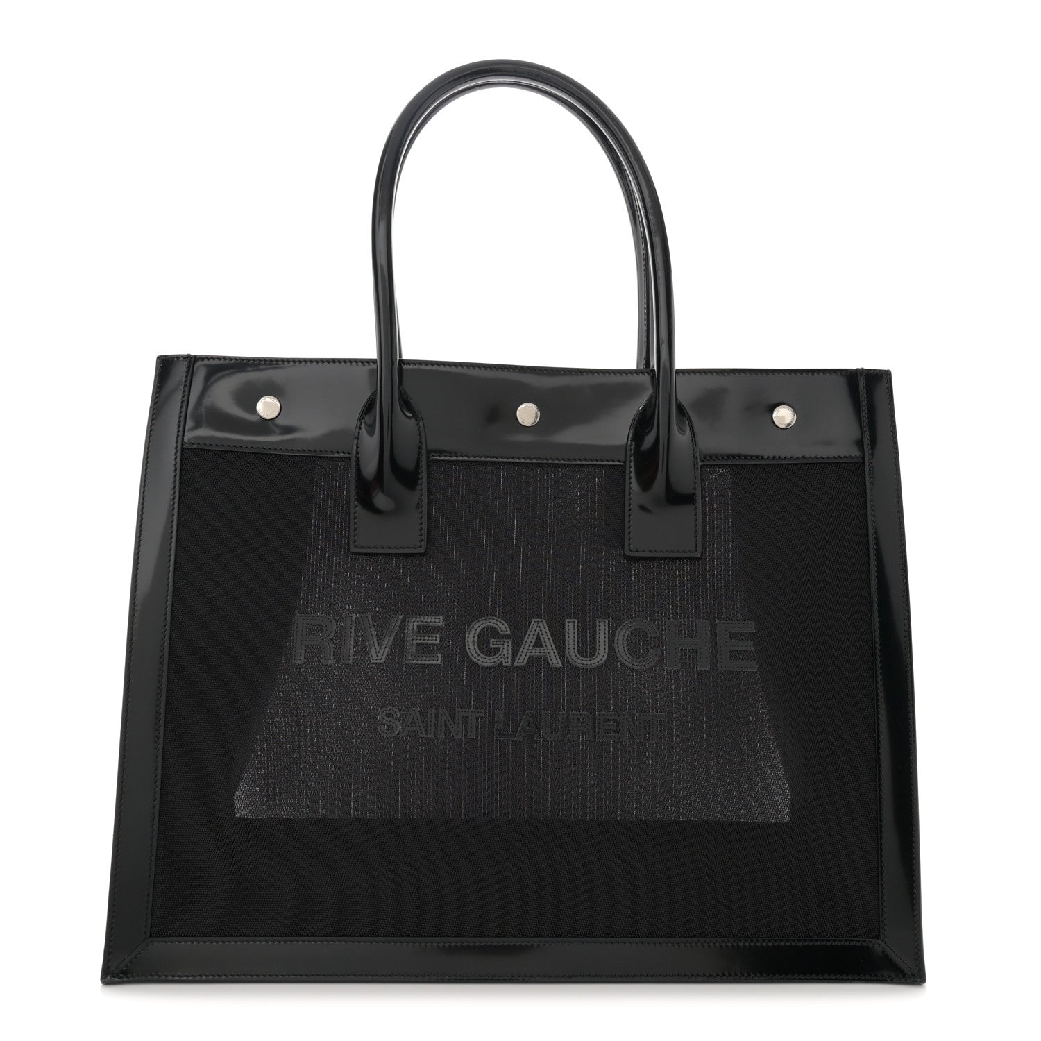 Saint Laurent Mesh Patent Rive Gauche Tote Black 1 of 11