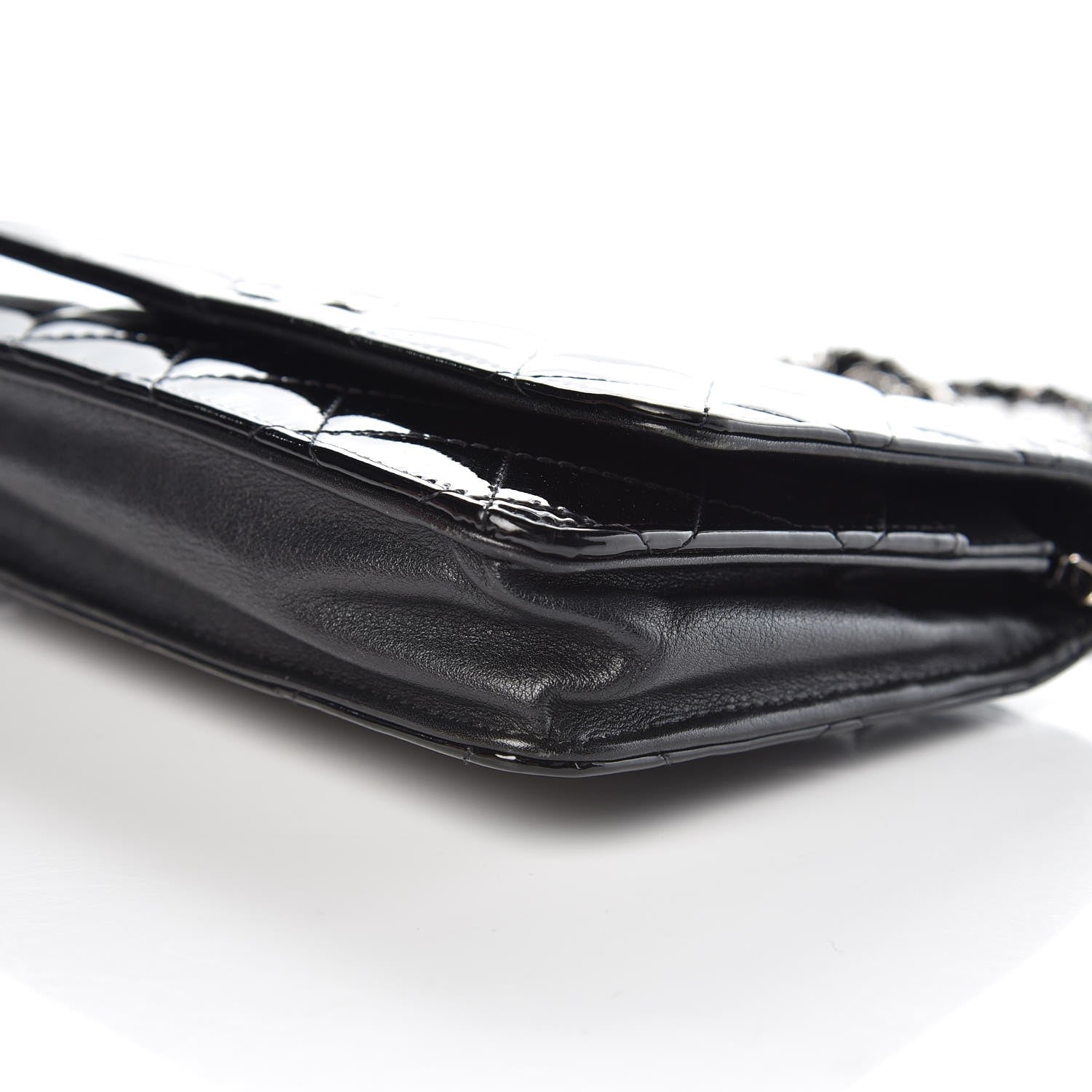 Chanel Patent Quilted Wallet On Chain WOC Black 10 of 11