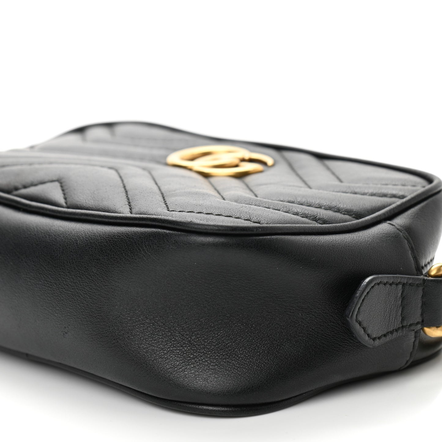 Calfskin Matelasse Mini GG Marmont Chain Shoulder Bag Black