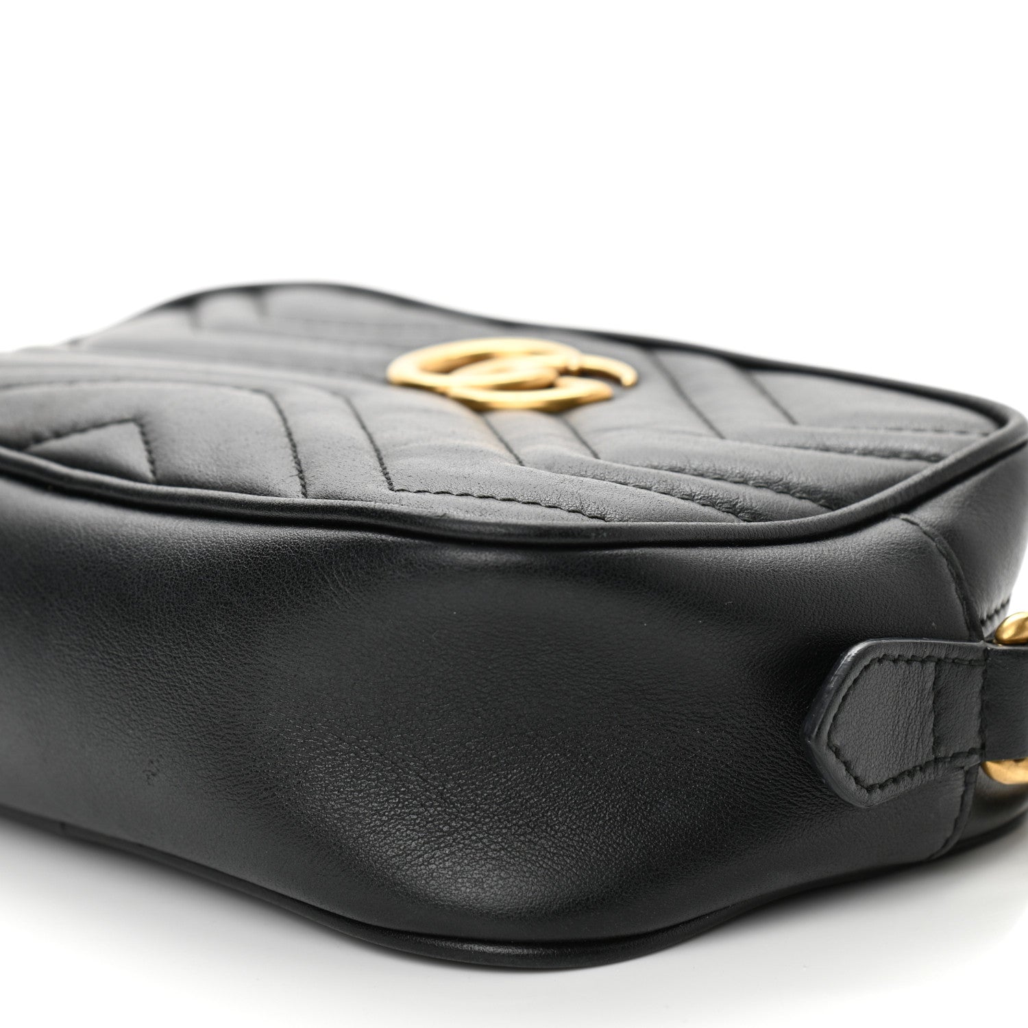 Gucci Calfskin Matelasse Mini GG Marmont Chain Shoulder Bag Black 9 of 10