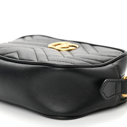 Gucci Calfskin Matelasse Mini GG Marmont Chain Shoulder Bag Black 9 of 10