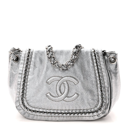 Chanel Metallic Deerskin Luxe Ligne Flap  Silver 1 of 10
