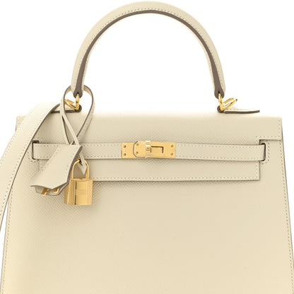 Hermes Epsom Kelly Sellier 25 Craie 8 of 11