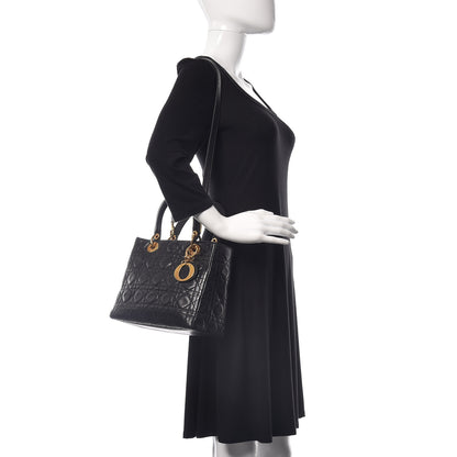 Christian Dior Lambskin Cannage Medium Lady Dior Black 3 of 14